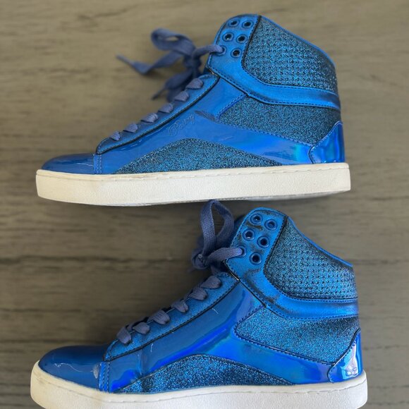 High Top Blue Sparkle Sneakers - Picture 2 of 3